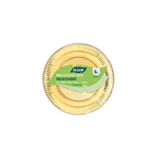 Plate set Algon Golden 450 ml 6 Pieces (18 Units)
