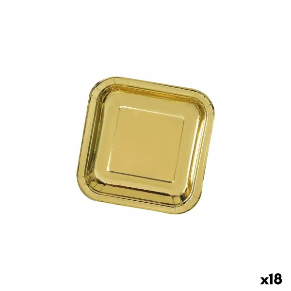 Plate set Algon Golden 26 cm 3 Pieces (18 Units)
