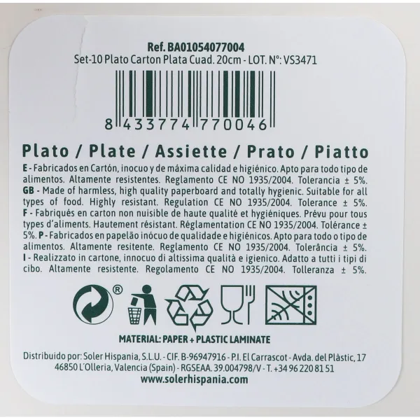 Plokštelių rinkinys Algon Sidabras 20 cm 20 x 2 cm 10 Dalys (18 vnt.)