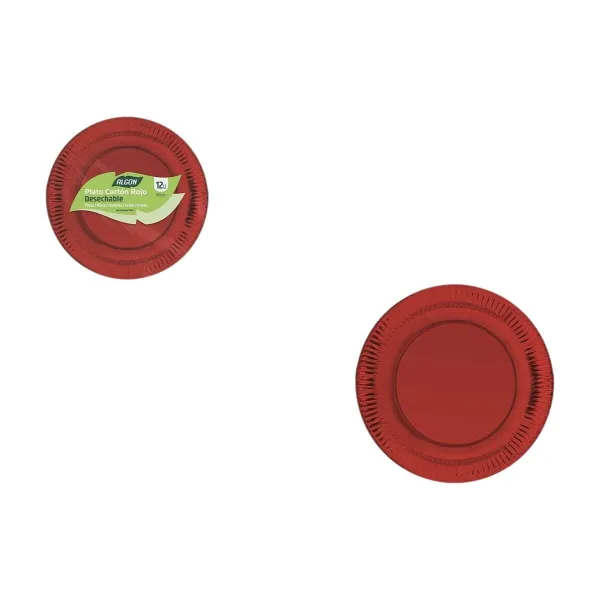 Plate set Algon Red 18 cm 12 Pieces (18 Units)
