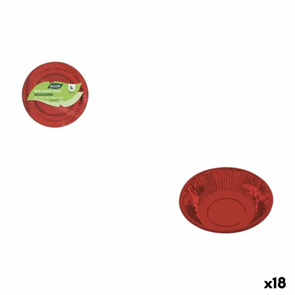 Plate set Algon Red 450 ml 6 Pieces (18 Units)