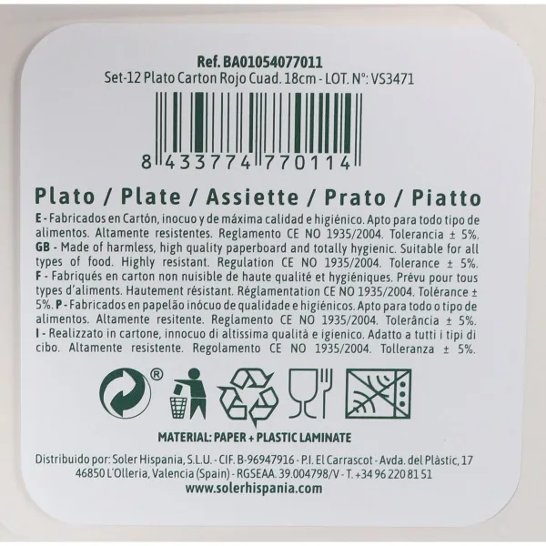 Plokštelių rinkinys Algon Raudona 18 cm 12 Dalys (18 vnt.)