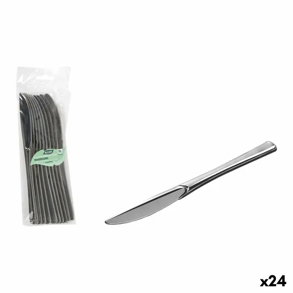Sarja kierrätettäviä veitsiä Algon Hopeinen Muovinen 20 cm 10 Kappaletta (24 osaa)
