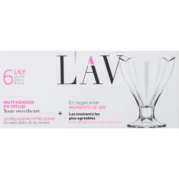 Ice Cream and Milk Shake Glass LAV Lily 250 ml 6 Pieces (4 Units)