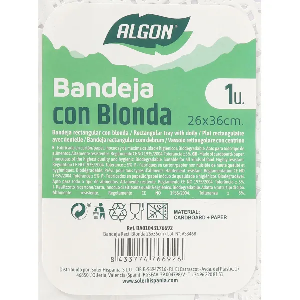 поднос для закусок Algon Прямоугольный 26 x 36 cm (30 штук)