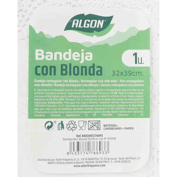 поднос для закусок Algon Прямоугольный 32 x 39 x 1 cm 32 x 39 cm (36 штук)