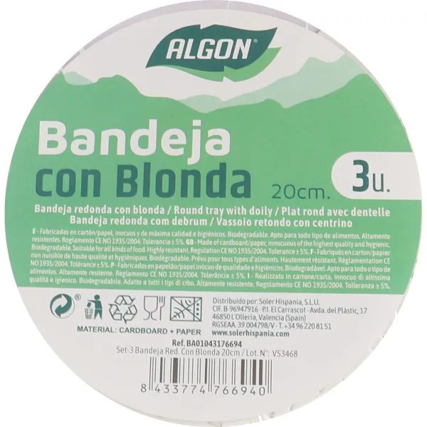 Välipalatarjotin Algon Pyöreä 20 cm 3 Kappaletta (24 osaa)