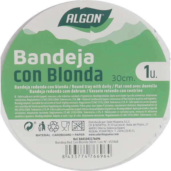 Uzkodu paplāte Algon Apaļš 30 cm (30 gb.)