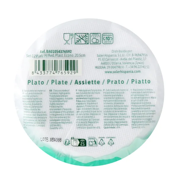 Plāksņu komplekts Algon Plastmasa 20,5 cm 20,5 x 3 cm 12 Daudzums (18 gb.)