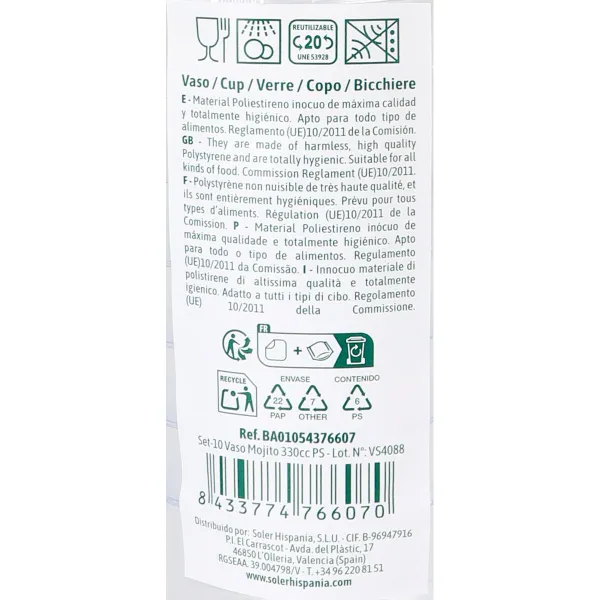 Glāžu komplekts Algon MOJITO 10 Daudzums (12 gb.)