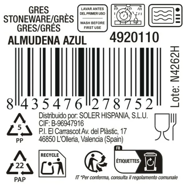 Cup La Mediterránea Almudena Blue 90 ml (36 Units)