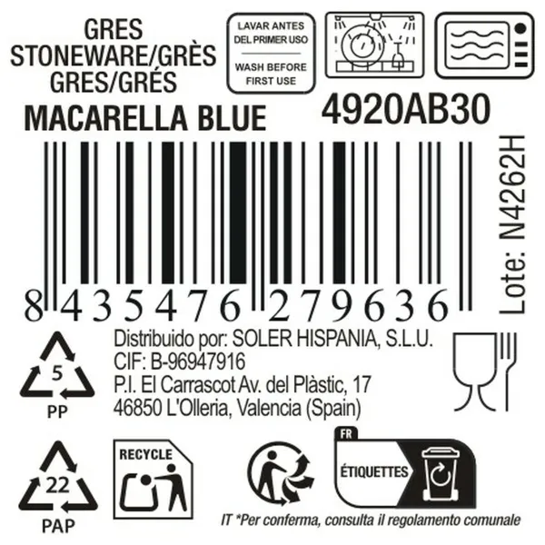 Puodelis La Mediterránea Macarella blue 320 ml 0,32 L (36 Vienetai)