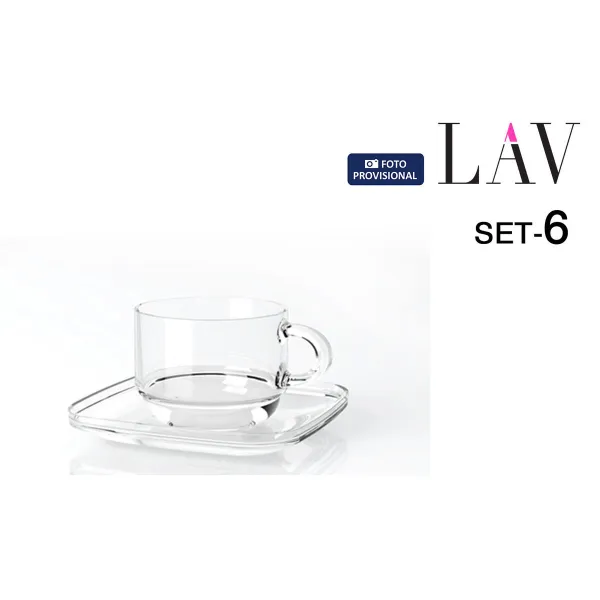 Set of 6 Cups with Plate LAV Cozy 90 ml (6 Units)