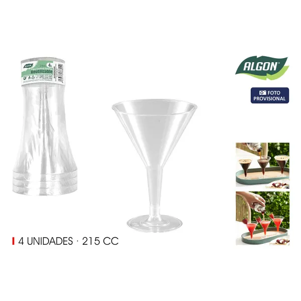 Kokteiliklaas Algon 215 ml 4 Tükid, osad (24 Ühikut)