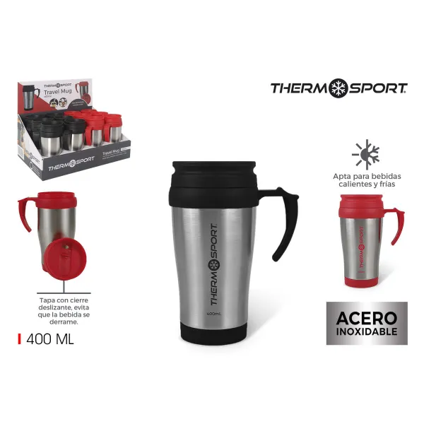 Термокружка с крышкой ThermoSport Travel Красный 400 ml (12 штук)