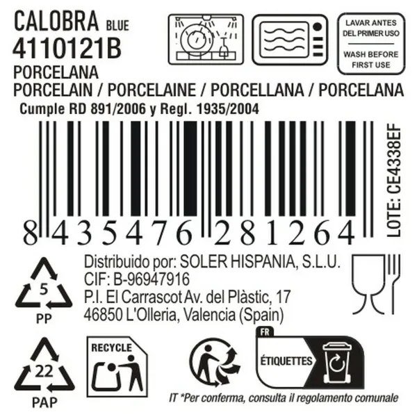 Поднос La Mediterránea Calobra Синий 31 x 17,5 cm (24 штук)
