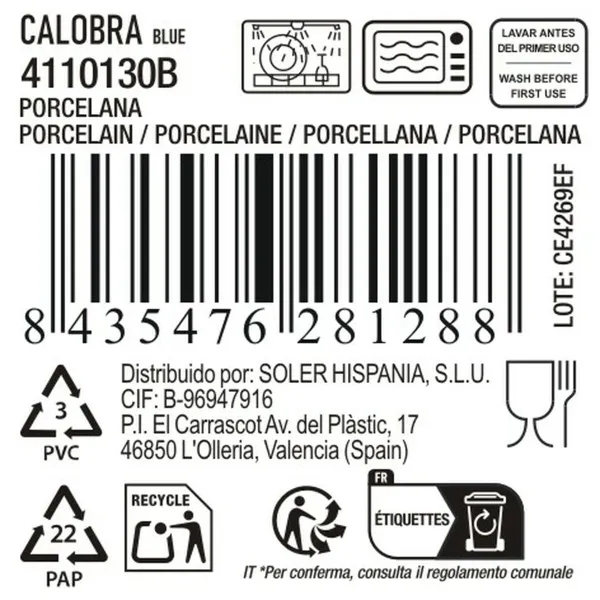 Кружка Mug La Mediterránea Calobra Синий 350 ml 0,35 L (36 штук)