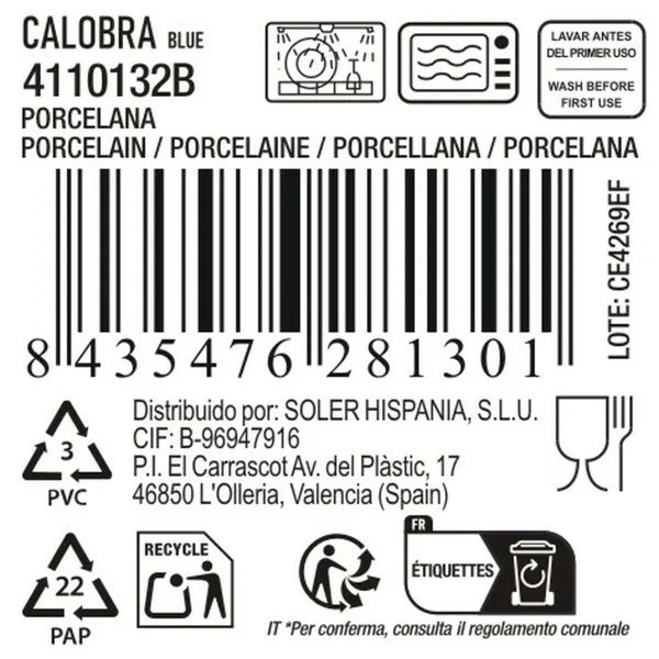 Mug La Mediterránea Calobra Blue 100 ml (36 Units)