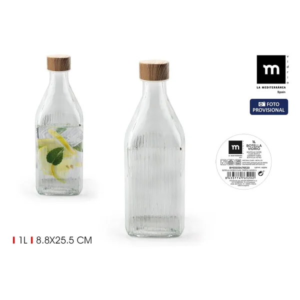 Stiklinis butelis La Mediterránea Metalinis stiklas 1 L (24 vnt.)