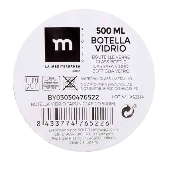 Стеклянная бутылка La Mediterránea Cтекло 500 ml (24 штук)