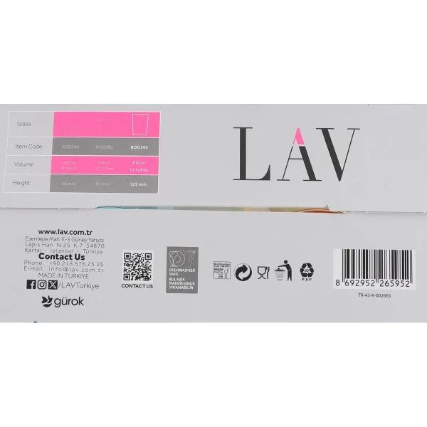 Set of glasses LAV BDG392PFT4.60 515 ml (6 Units)
