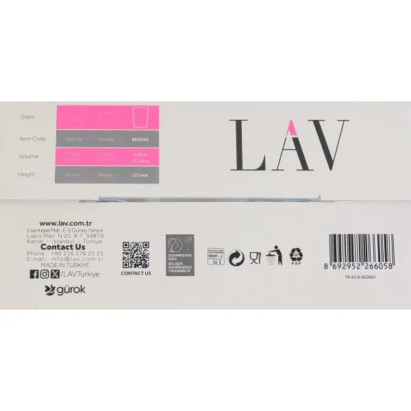 Set of glasses LAV BDG392UB1578 515 ml (6 Units)