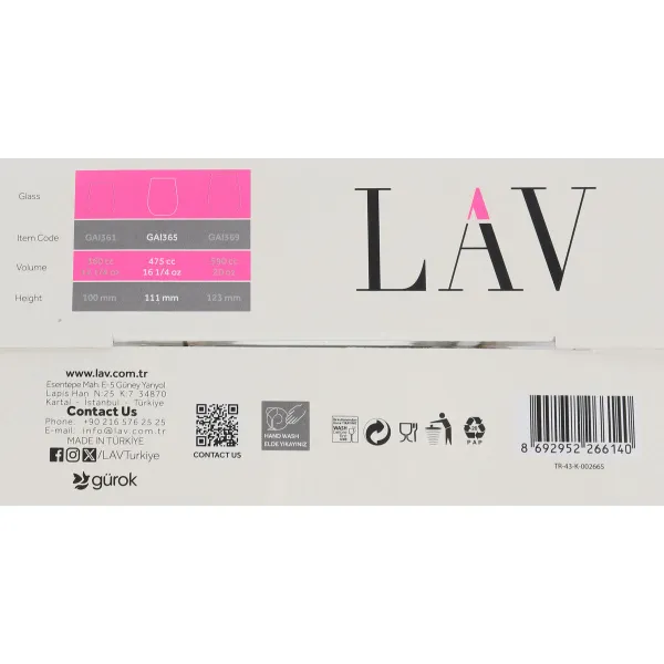 Lasisetti LAV GAIA 4 Kappaletta (6 osaa)