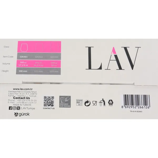 Stiklinių rinkinys LAV GAIA 4 Dalys (6 vnt.)