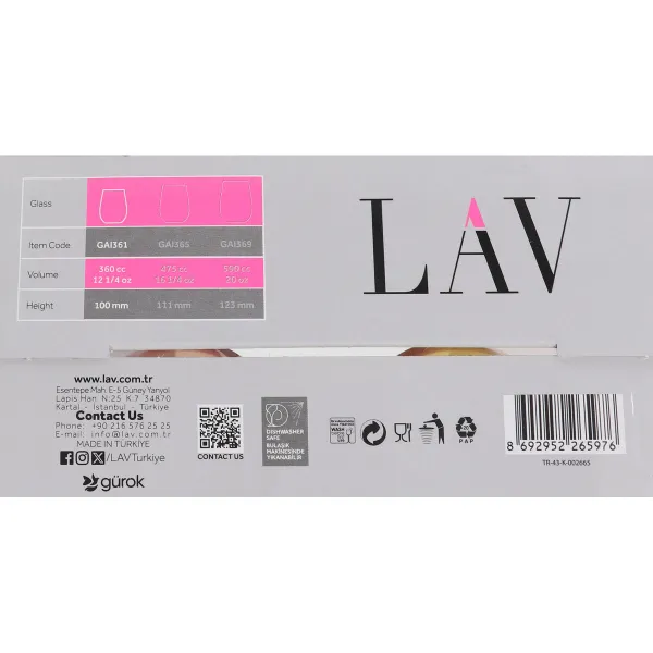 Lasisetti LAV GAIA 4 Kappaletta (6 osaa)