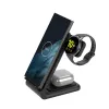 Crong PowerSpot Pivot Stand - 3-in-1 Wireless Charger for iPhone, Samsung & Android, Galaxy Watch and TWS Headphones (Black)