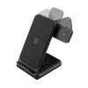 Crong PowerSpot Pivot Stand - 3-in-1 Wireless Charger for iPhone, Samsung & Android, Galaxy Watch and TWS Headphones (Black)