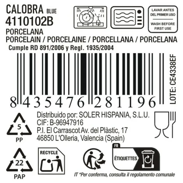Блюдо для десертов La Mediterránea Calobra Синий (24 штук)
