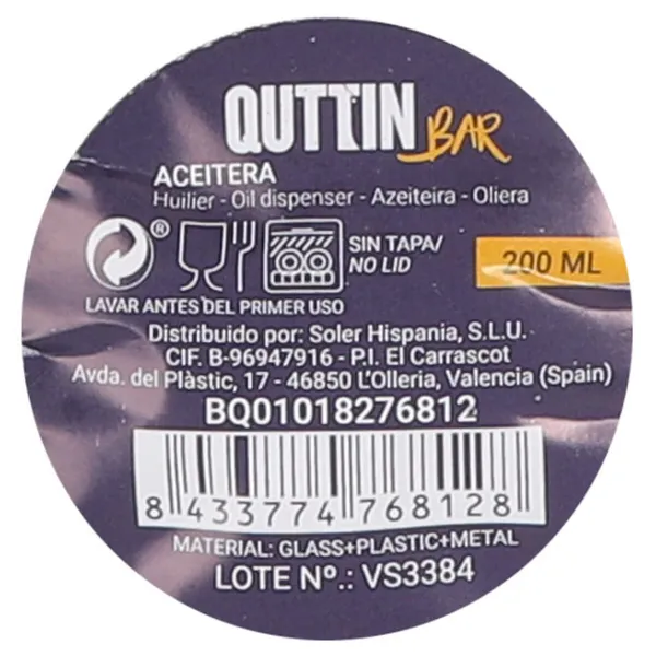 Menāža Quttin Caurspīdīgs Sudrabains Stikls 0,2 L 5 x 5 x 15 cm (24 gb.)