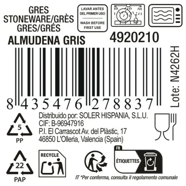 Cup La Mediterránea Almudena Grey 90 ml (36 Units)