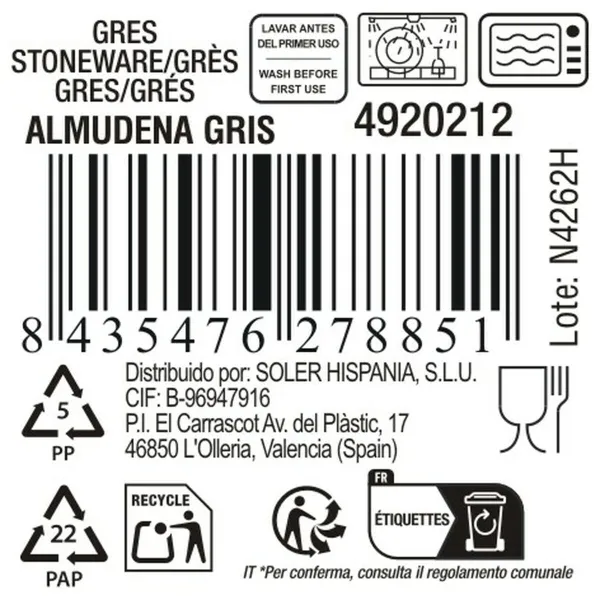 Mug La Mediterránea Almudena Grey 330 ml (36 Units)