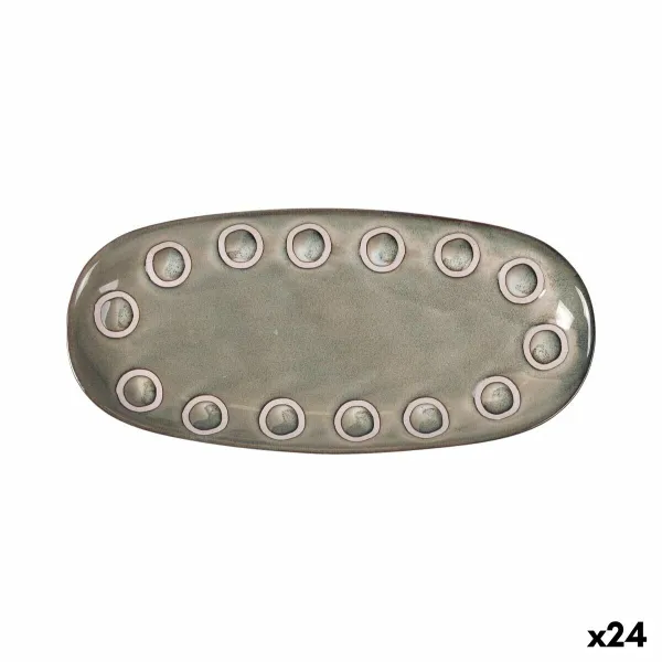 Pasniegšanas Plate La Mediterránea Almudena Pelēks Ovāls 25 x 12 x 2,2 cm (24 gb.)