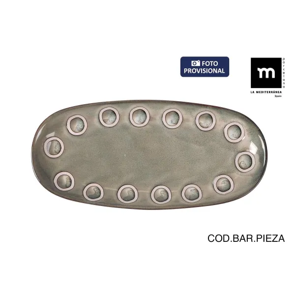 Pasniegšanas Plate La Mediterránea Almudena Pelēks Ovāls 25 x 12 x 2,2 cm (24 gb.)