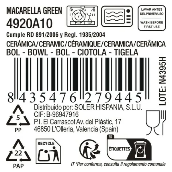 Dubuo La Mediterránea Macarella green Ø 18 cm 1,3 L (16 vnt.)