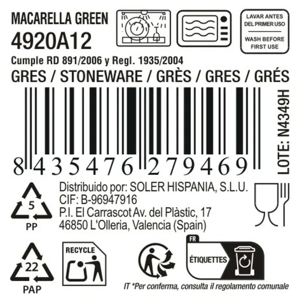 Блюдо La Mediterránea Macarella green Ø 14 cm 650 ml (24 штук)