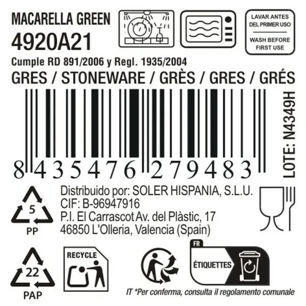 Serviravimo Lėkštė La Mediterránea Macarella green Ovalus 29 x 13,5 x 2,4 cm (24 vnt.)