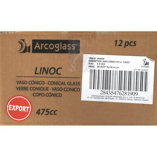 Lasi Arcoglass Linoc 475 ml (12 osaa)
