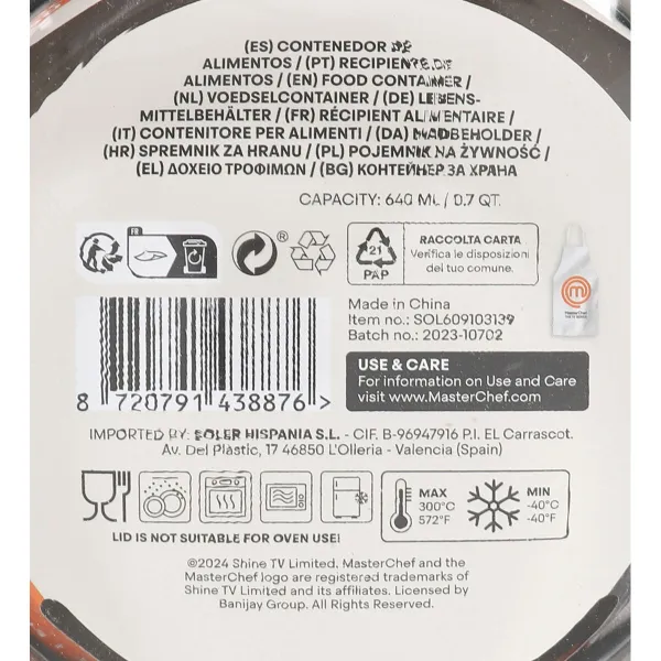 Герметичная коробочка для завтрака MasterChef Серый Прозрачный Круглая 640 ml (6 штук)