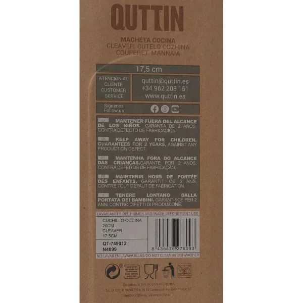 Large Cooking Knife Quttin Terra 17,5 cm (8 Units)