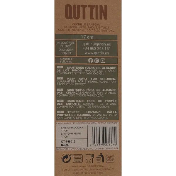 Santoku Knife Quttin Terra 17 cm (24 Units)