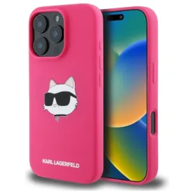 Karl Lagerfeld Silicone Choupette Head Print MagSafe - Case iPhone 16 Pro (fuchsia)