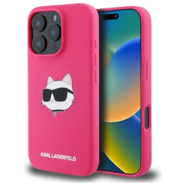 Karl Lagerfeld Silicone Choupette Head Print MagSafe - Case iPhone 16 Pro (fuchsia)