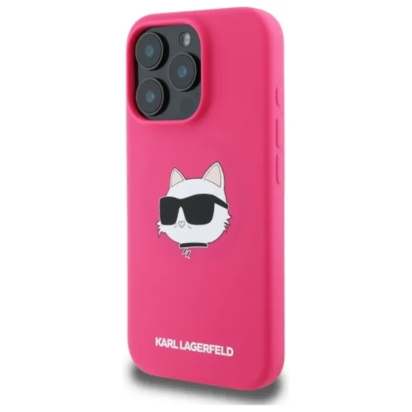 Karl Lagerfeld Silicone Choupette Head Print MagSafe - Case iPhone 16 Pro (fuchsia)