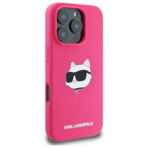 Karl Lagerfeld Silicone Choupette Head Print MagSafe - Case iPhone 16 Pro (fuchsia)