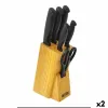 Кухонные ножи с подставкой Quttin Nero Чёрный 7 Предметы (2 штук)