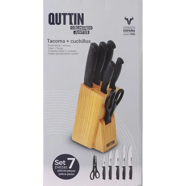 Setti keittiöveitsiä ja teline Quttin Nero Musta 7 Kappaletta (2 osaa)